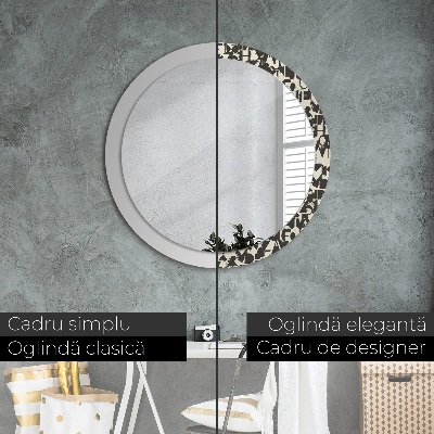 Round decorative wall mirror Abstract typography