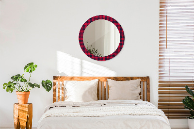 Round decorative wall mirror Red plaid