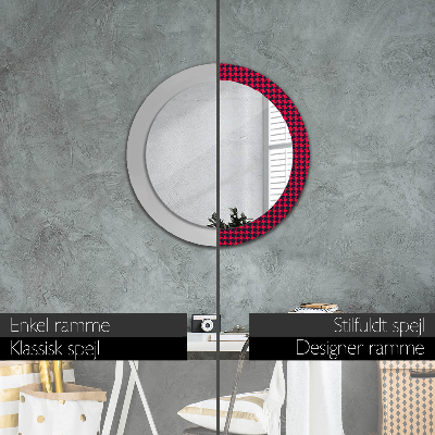 Round decorative wall mirror Red plaid