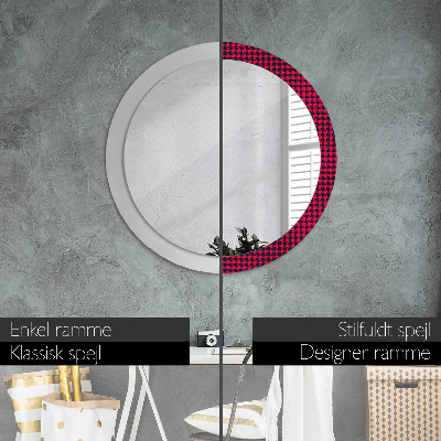 Round decorative wall mirror Red plaid