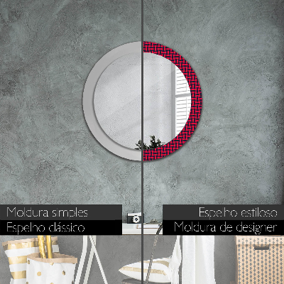 Round decorative wall mirror Red plaid