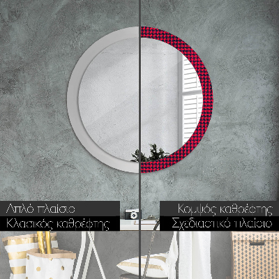 Round decorative wall mirror Red plaid