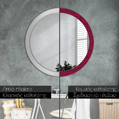 Round decorative wall mirror Red plaid