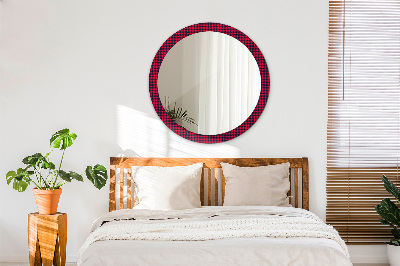 Round decorative wall mirror Red plaid