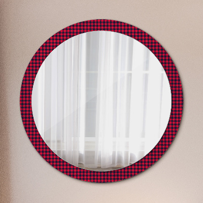 Round decorative wall mirror Red plaid