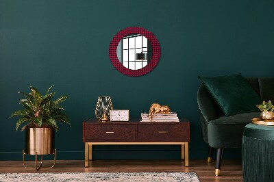 Round decorative wall mirror Red plaid