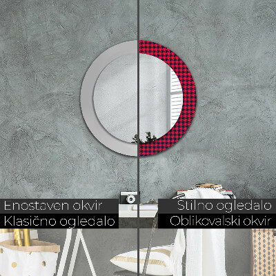 Round decorative wall mirror Red plaid