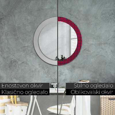 Round decorative wall mirror Red plaid