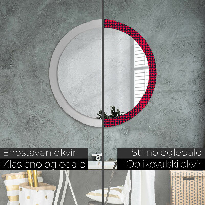 Round decorative wall mirror Red plaid