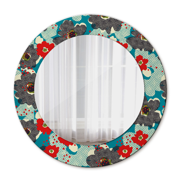 Round mirror print Retro flowers pattern