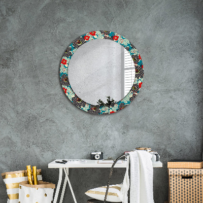 Round mirror print Retro flowers pattern