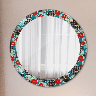 Round mirror print Retro flowers pattern