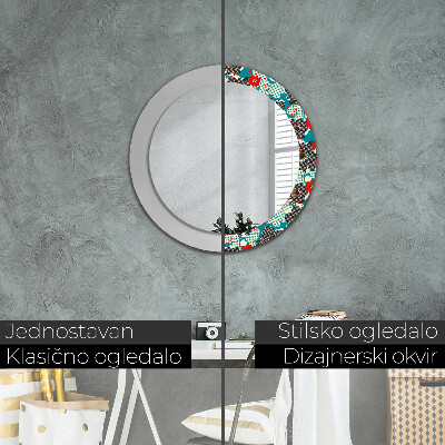 Round mirror print Retro flowers pattern