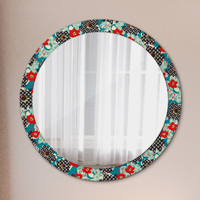 Round mirror print Retro flowers pattern