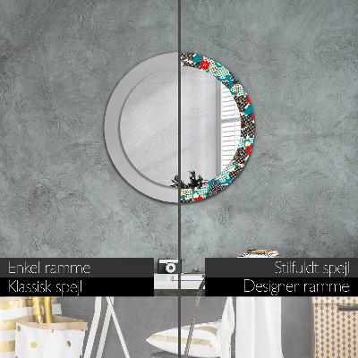 Round mirror print Retro flowers pattern