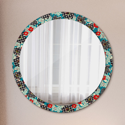 Round mirror print Retro flowers pattern