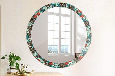 Round mirror print Retro flowers pattern