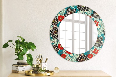 Round mirror print Retro flowers pattern