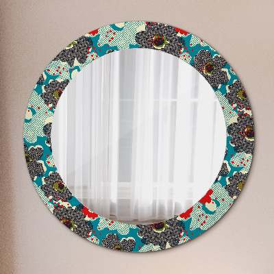 Round mirror print Retro flowers pattern