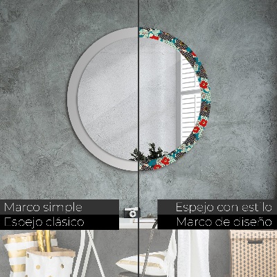 Round mirror print Retro flowers pattern