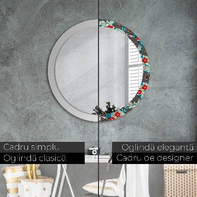 Round mirror print Retro flowers pattern