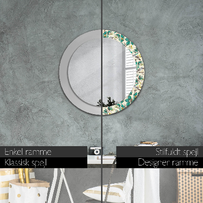 Round decorative wall mirror Flowers and birds