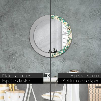 Round decorative wall mirror Flowers and birds