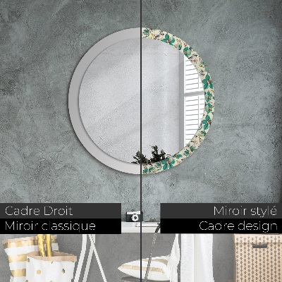 Round decorative wall mirror Flowers and birds