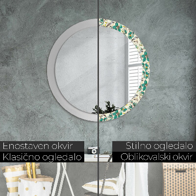 Round decorative wall mirror Flowers and birds