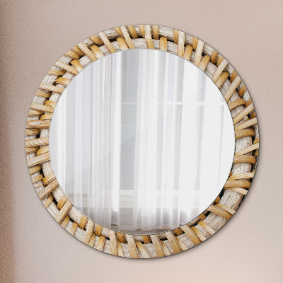 Round decorative wall mirror Natural plait