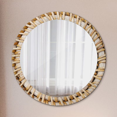 Round decorative wall mirror Natural plait