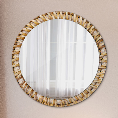 Round decorative wall mirror Natural plait