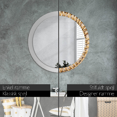 Round decorative wall mirror Natural plait