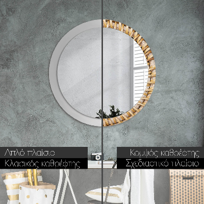 Round decorative wall mirror Natural plait