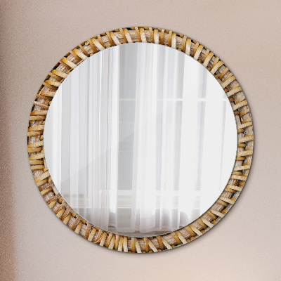 Round decorative wall mirror Natural plait