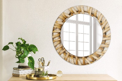 Round decorative wall mirror Natural plait