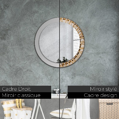 Round decorative wall mirror Natural plait