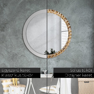 Round decorative wall mirror Natural plait