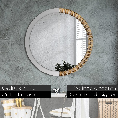 Round decorative wall mirror Natural plait