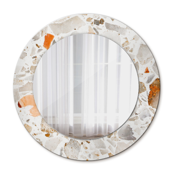 Round decorative wall mirror Terrazzo background