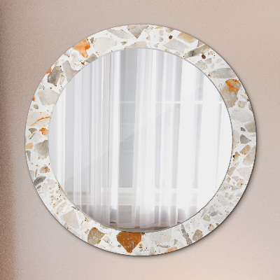 Round decorative wall mirror Terrazzo background