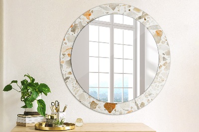 Round decorative wall mirror Terrazzo background