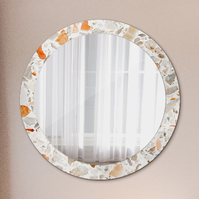 Round decorative wall mirror Terrazzo background