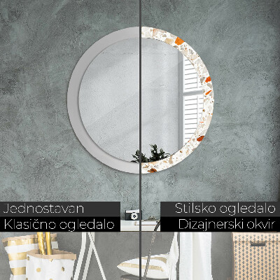 Round decorative wall mirror Terrazzo background