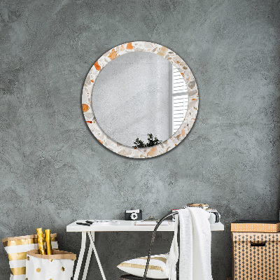 Round decorative wall mirror Terrazzo background