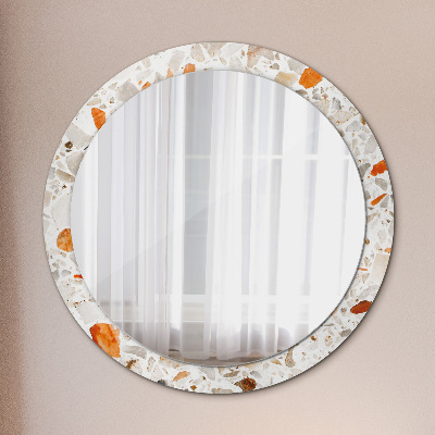 Round decorative wall mirror Terrazzo background