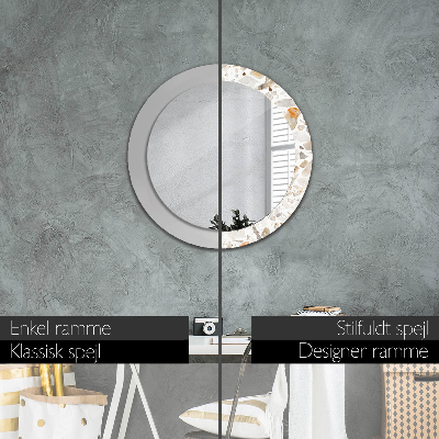 Round decorative wall mirror Terrazzo background