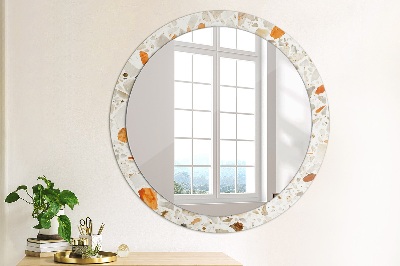 Round decorative wall mirror Terrazzo background