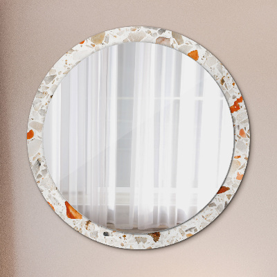 Round decorative wall mirror Terrazzo background