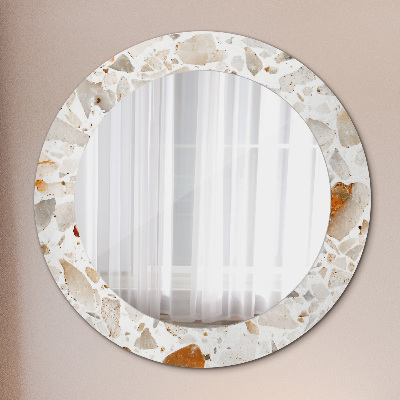 Round decorative wall mirror Terrazzo background